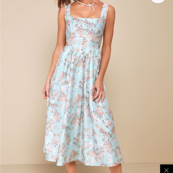 Lulu's Light Blue Floral Dress - Picture 1 of 8